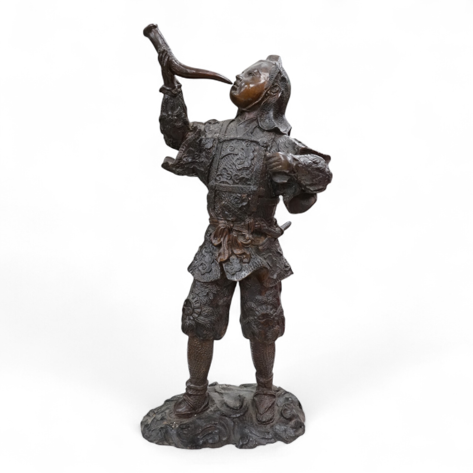 A bronze figure of a Chinese warrior, 45cm high